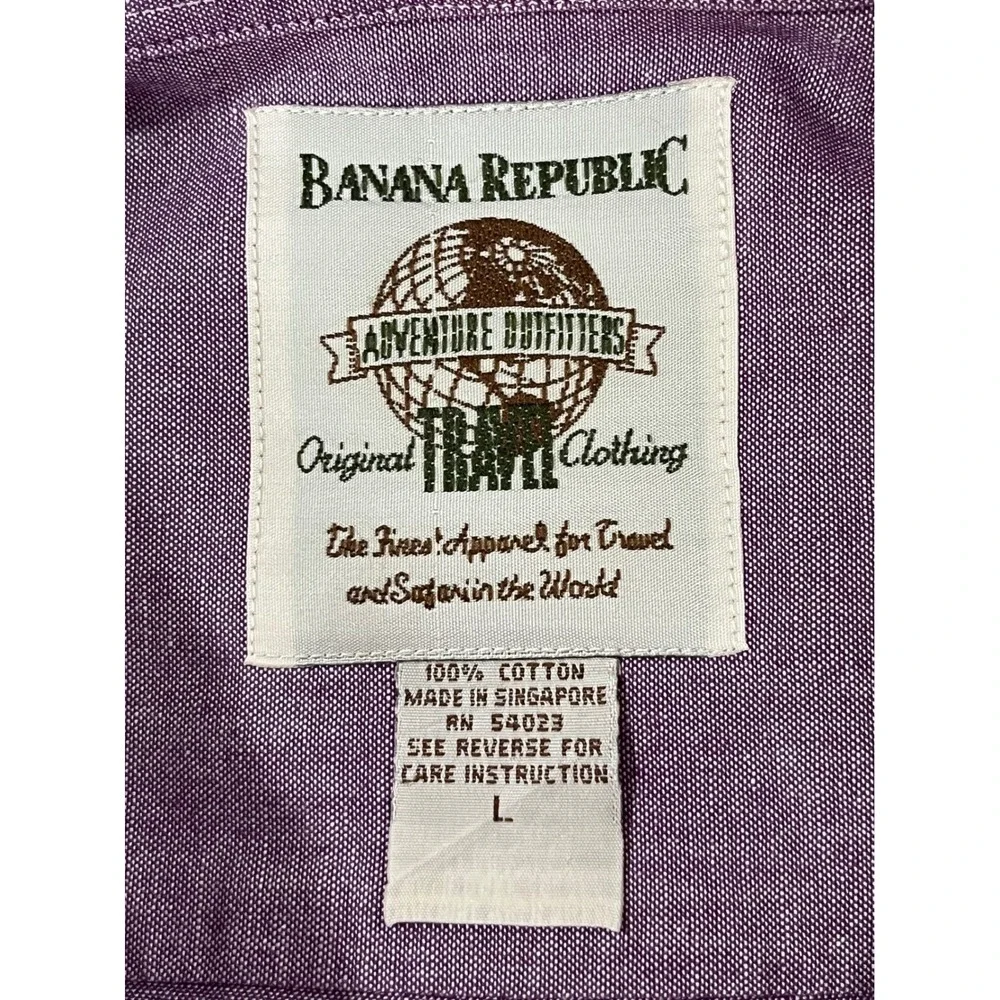 Banana Republic Adventure Outfitters‎ Shirt Mens L Purple Cotton Button Down